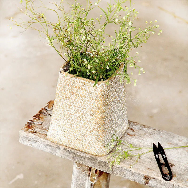 Hand Seagrass Woven Basket Wicker