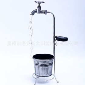 Amazon Solar Iron Water Drop Water Outdoor Landscape Lamp Garden New Faucet Iron Decorative Lamp