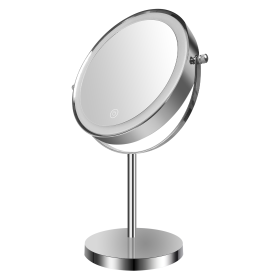 3 Colors Dimmable LED Lighting, 1X/10X Double Sided Magnifying Cosmetic Mirror with Touch Control and T-C Port