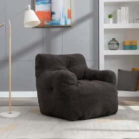 Soft Tufted Foam Bean Bag Chair With Teddy Fabric Dark Gray