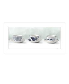 "Cups & Saucers" by House Fenway, Ready to Hang Framed Print, White Frame