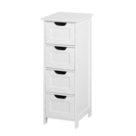 White Bathroom Storage Cabinet, Freestanding Cabinet with Drawers