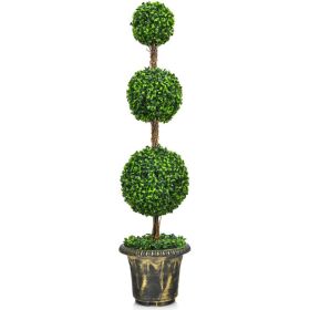 4 Feet Artificial Topiary Triple Ball Tree Plant