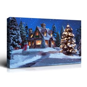 Framed Canvas Wall Art Decor Painting For Chrismas, Chrismas Tree in Forest Chrismas Gift Painting For Chrismas Gift