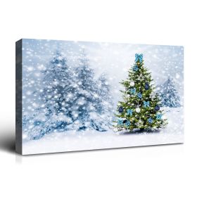 Framed Canvas Wall Art Decor Painting For Chrismas, Chrismas Tree with Cute Snowman Chrismas Gift Painting For Chrismas Gift