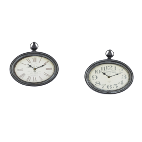 DecMode 12"H, 11"W Cream Metal Pocket Watch Style Wall Clock (2 Count)