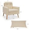 Beige Linen Mid-Century Modern Living Room Accent Chair with Pillow