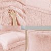 Full/Queen Pink Blush Soft Sherpa Faux Fur 3-Piece Comforter Set