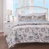 King/CAL King 3 Piece Microfiber Beach Shells Coastal Reversible Quilt Set