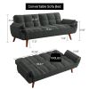 Mid-Century Modern Sofa Bed in Dark Grey Linen Polyester Tufted Upholstery