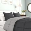 King/Cal King Traditional Microfiber Reversible 3 Piece Comforter Set in Grey