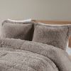 Twin/Twin XL Grey Soft Sherpa Faux Fur 2-Piece Comforter Set with Pillow Shams