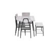 Modern 6-Piece Dining Set with Grey Wood Top Table 4 Chairs and Storage Bench