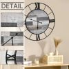 Large 32-inch Roman Numeral Wall Clock Black Metal with Grey Wood Interior