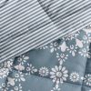 King size 3-Piece Blue and White Reversible Floral Striped Comforter Set