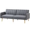 Modern Mid-Century Light Gray Linen-touch Polyester Futon Sleeper Sofa Bed