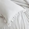 Queen Oversized Grey Ruffled Edge Microfiber Comforter Set