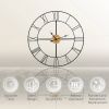 36-inch Metal Silent Wall Clock with Roman Numerals and Wooden Center