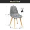 Set of 2 Mid-Century Modern Gray Linen Upholstered Dining Chair with Wood Legs