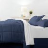 Twin XL Navy Microfiber Baffle-Box 6-Piece Reversible Bed-in-a-Bag Comforter Set