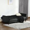 Mid-Century Modern Futon Sleeper Sofa Bed in Black Velvet Upholstery