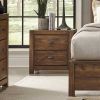 Farmhouse Style Solid Pine Wood 2-Drawer Nightstand Bedside Table in Walnut