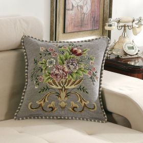 Light Luxury Flower Curled Chenille Pillow Home (Option: Grey-48x48cm Pillow)