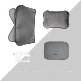 Rechargeable Hand Warmer Belly Cute Plush Explosion-proof Heating Pad Electric Hot Water Bag (Option: Gray Handbag And Belt)