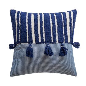 Minimalist Retro Home Pillow Cover (Option: Dark Blue Stripes-30x50cm Without Core)