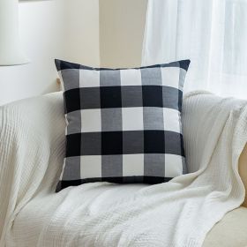 Polyester Cotton Black And White Checkered Pillow And Backrest Cushion (Option: Large grid-50x50cm witn core)