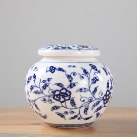 Storage Box Blue And White Porcelain Tea Pot Chinese Sealed Canned Plaster (Option: Round Head Jar Coconut)