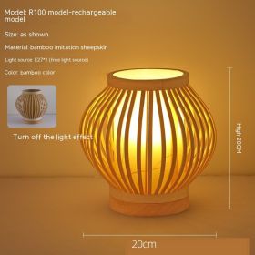 Japanese Atmosphere Retro Homestay Bedroom Bedside Lamp (Option: Without E27 Light Source-Without Bulb-R1001 veneer)