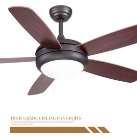 American Simple Light Luxury Home Wood Leaf Fan (Option: Black-52inch dual control)