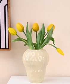 European-style Pastoral Vase Colorful Glass Flowerpot Living Room Home Flower Arrangement Decoration (Color: Yellow)