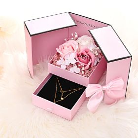 Red Rose Packaging Box For Double Opening Bow Knot Door (Option: Pink-With Soap Flowers)