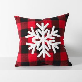 Christmas Red Black Plaid Embroidered Cushion Cushion Cover Without Core (Option: Picture Color-Snowflake 45x45cm)