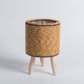 Hyundai Simple Handmade Woven Flower Pot Storage Container (Option: Cylinder Primary Color)