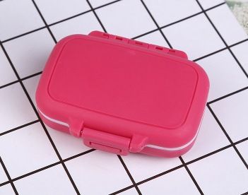 Portable Mini Three-compartment Small Medicine Box (Option: Wine Red-80X65X25mm)