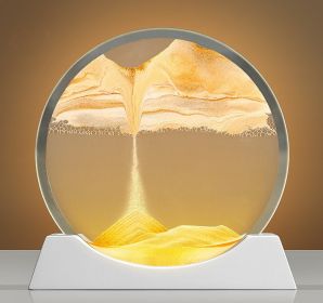 Creative New Quicksand Painting Small Night Lamp Living Room Bedroom Abstract Rotary Desktop Decoration (Color: Yellow)