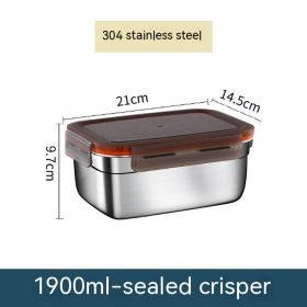 Stainless Steel Crisper Sealed Refrigerator Freezing Storage Box (Option: 1900ml)