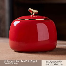 Tea Pot Ceramic Empty Can Storage Sealed Household (Option: Red Jinbao Tea Canister-230g)