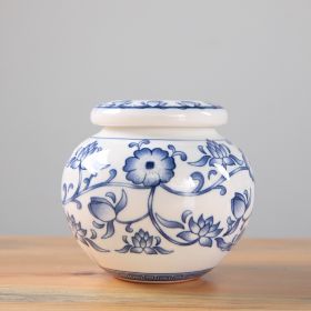 Storage Box Blue And White Porcelain Tea Pot Chinese Sealed Canned Plaster (Option: Round Head Jar Sunflower)