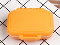 Portable Mini Three-compartment Small Medicine Box (Option: Orange-80X65X25mm)