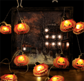 Halloween Battery Remote Control USB LED String Lights (Option: New pumpkin-2meters 10lights white)