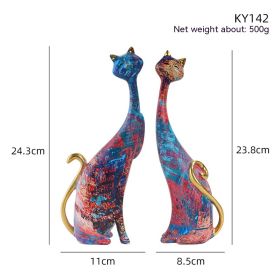 Creative Decoration Crafts Colorful Cat Home Ornaments (Option: KY142 Oil Painting)