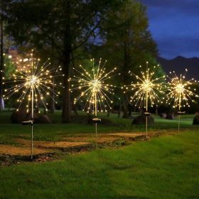 Solar Fireworks Ground Lamp Outdoor Garden Courtyard Holiday (Option: Warm Fireworks Ground Lamp)