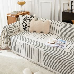 Striped Sofa Towel Anti-cat Scratch Protector Multi-function Blanket (Option: Simple semi colliculus-180x420cm)