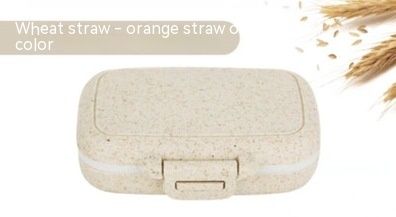 Portable Mini Three-compartment Small Medicine Box (Option: Wheat Straw Primary Color-80X65X25mm)