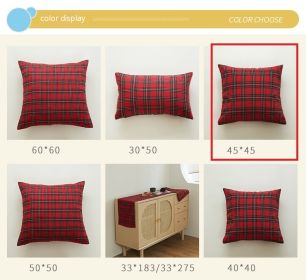 Polyester Cotton Christmas Red And Green Checkered Pillowcase Cover (Option: Red And Green Plaids-45x45cm)