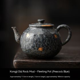 Bronze Glazed Flowing Year Pot, Retro Brewing Tea And Boiling Water (Option: Peacock Blue)